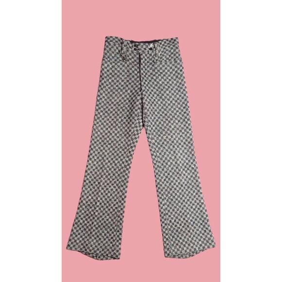 1960s-1970s DE LUXE Italian Tweed CHECKERED Trousers W/Flare Leg. S-M. AS IS - Picture 3 of 10